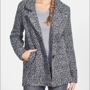 Frenchi Women’s Boucle Textured Blazer Jacket Black White Medium Teddy Fur Coat